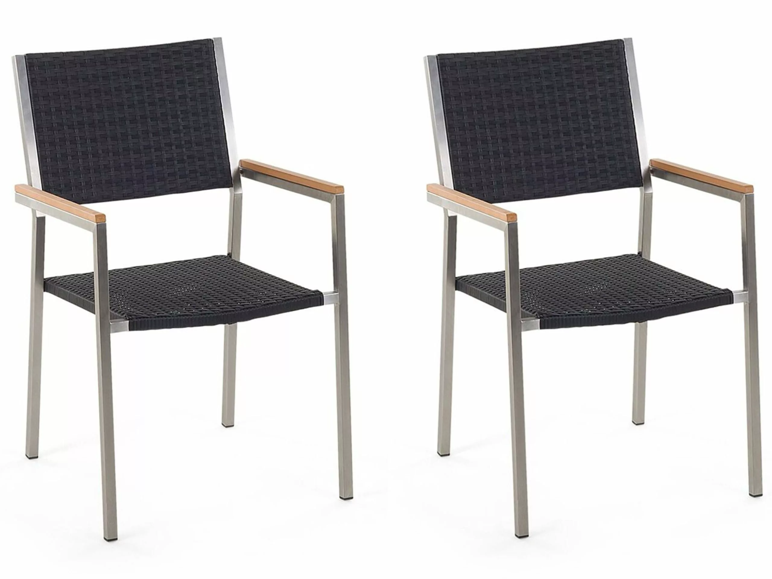 Beliani Tuinstoel Set Van 2 Rotan Zwart GROSSETO 3 Beliani Tuinstoel Set Van 2 Rotan Zwart GROSSETO