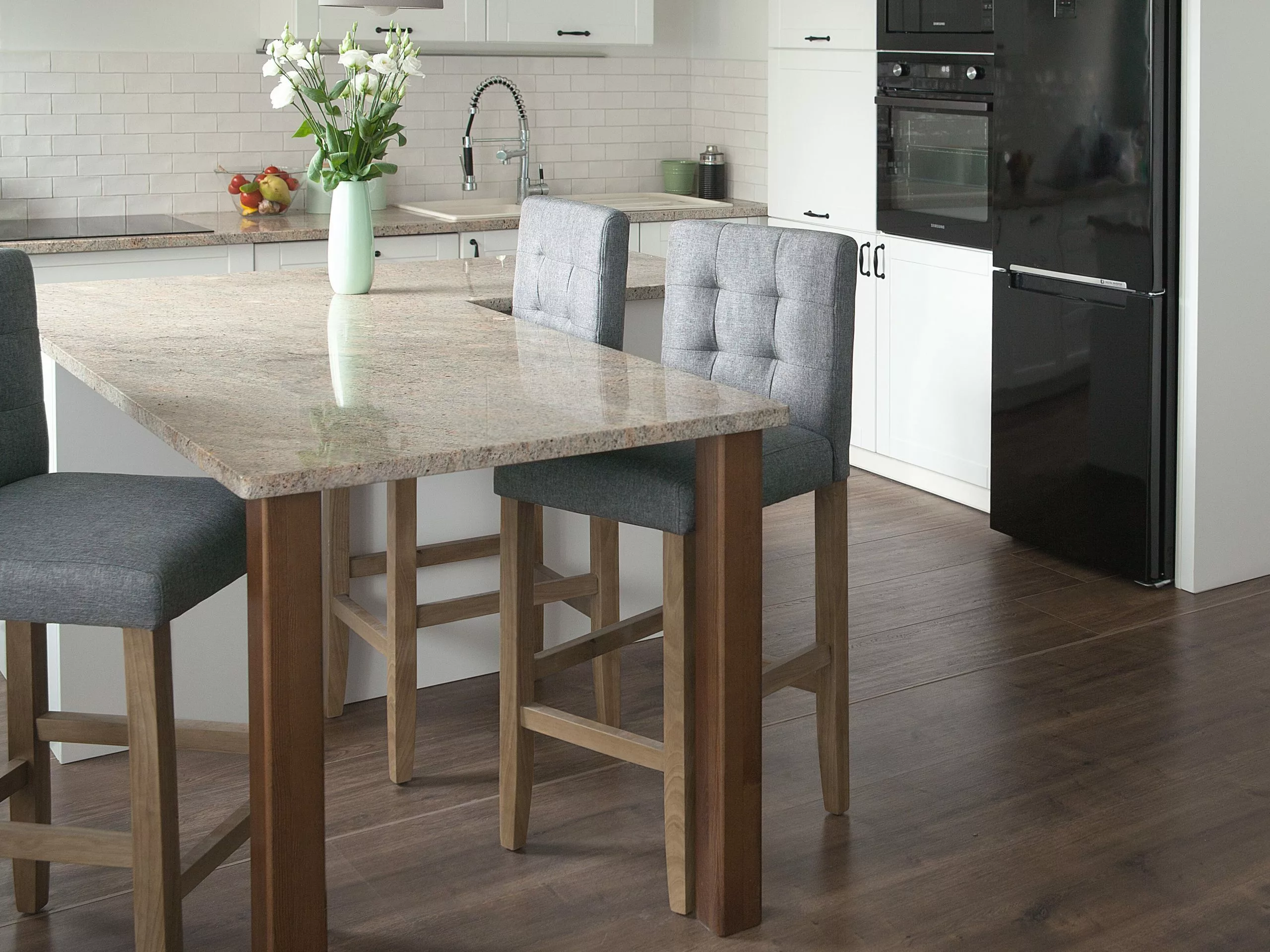 Beliani Barkruk Set Van 2 Stof Grijs MADISON - Afbeelding 2