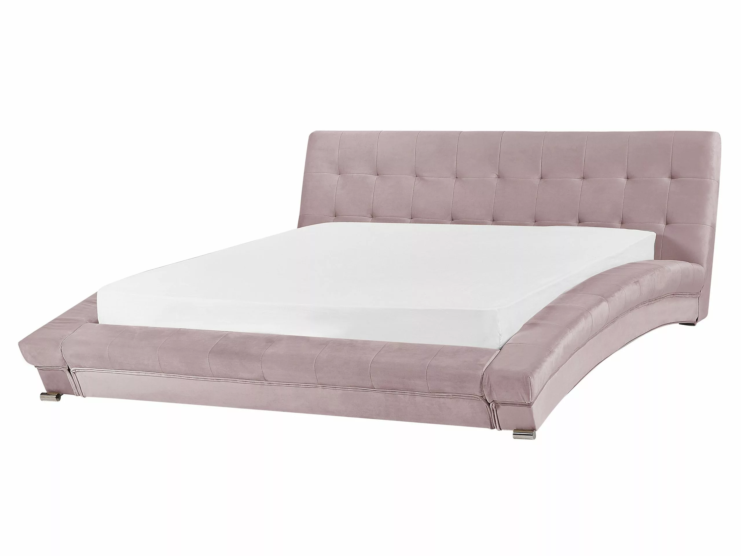 Beliani Waterbed Fluweel Roze 160 X 200 Cm LILLE