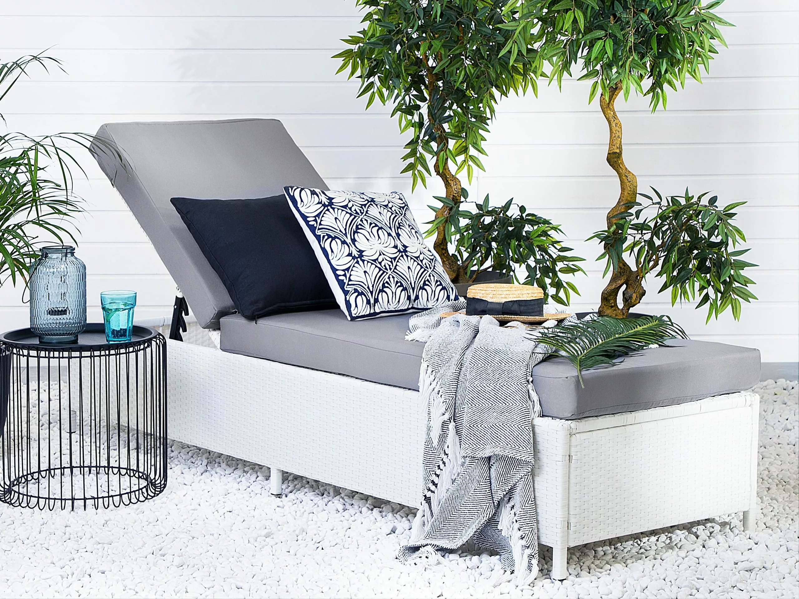 Beliani Ligstoel Rotan Wit TURIN II - Afbeelding 2