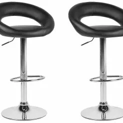 Beliani Barkruk Set Van 2 Kunstleer Zwart PEORIA