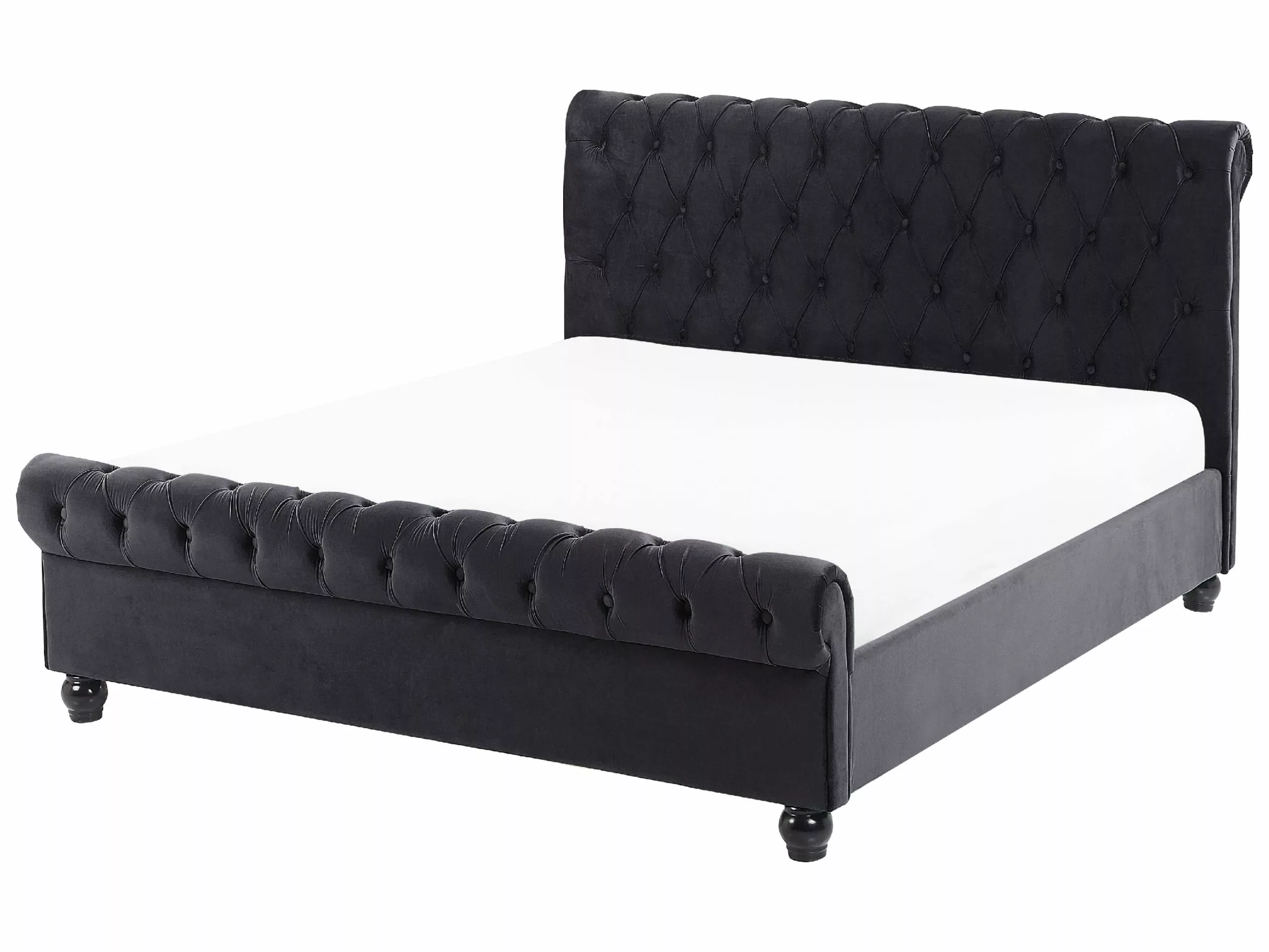 Beliani Bed Fluweel Zwart In Diverse Formaten AVALLON 3 Beliani Bed Fluweel Zwart In Diverse Formaten AVALLON