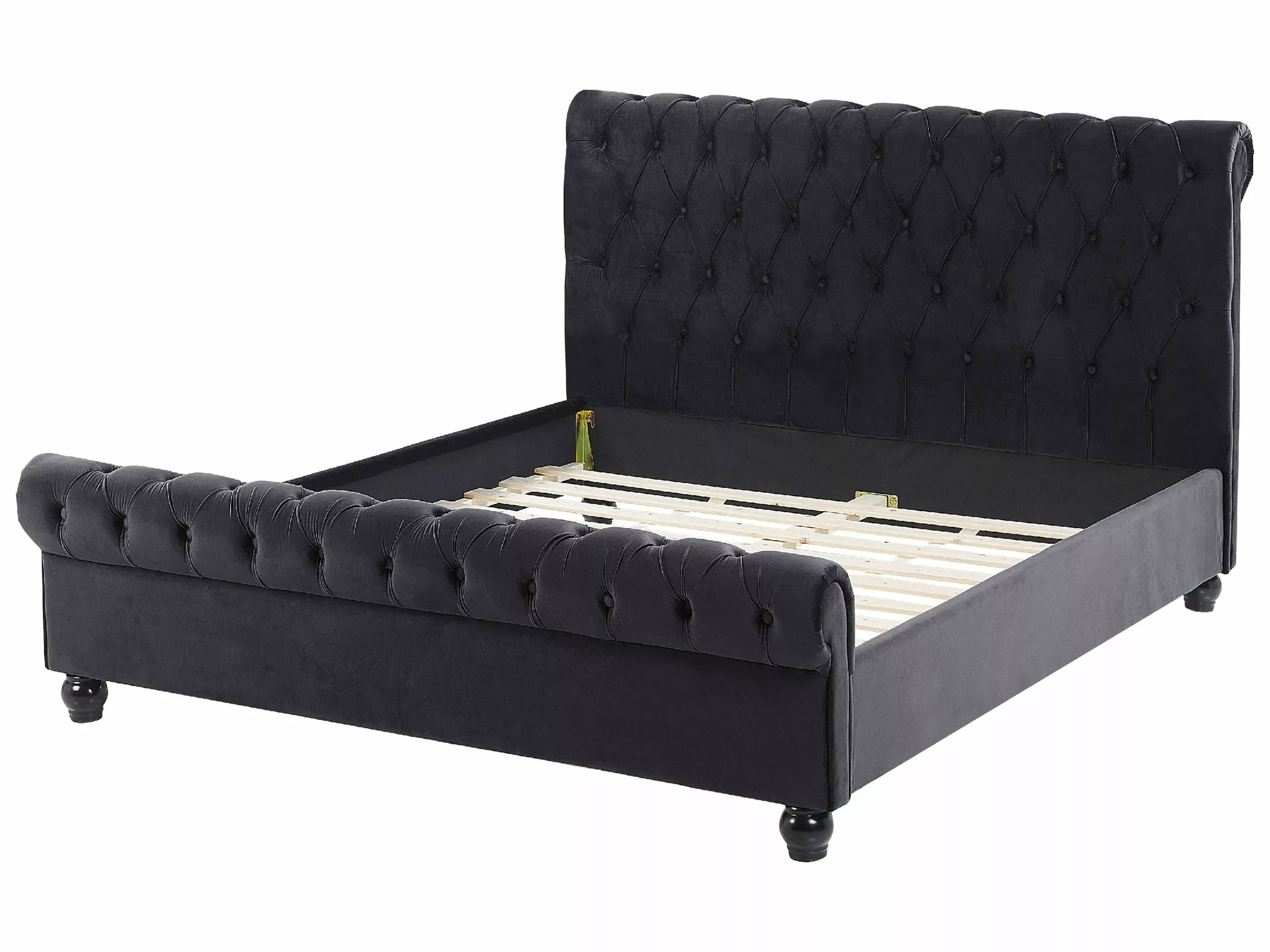 Beliani Bed Fluweel Zwart In Diverse Formaten AVALLON 8 Beliani Bed Fluweel Zwart In Diverse Formaten AVALLON - Afbeelding 6