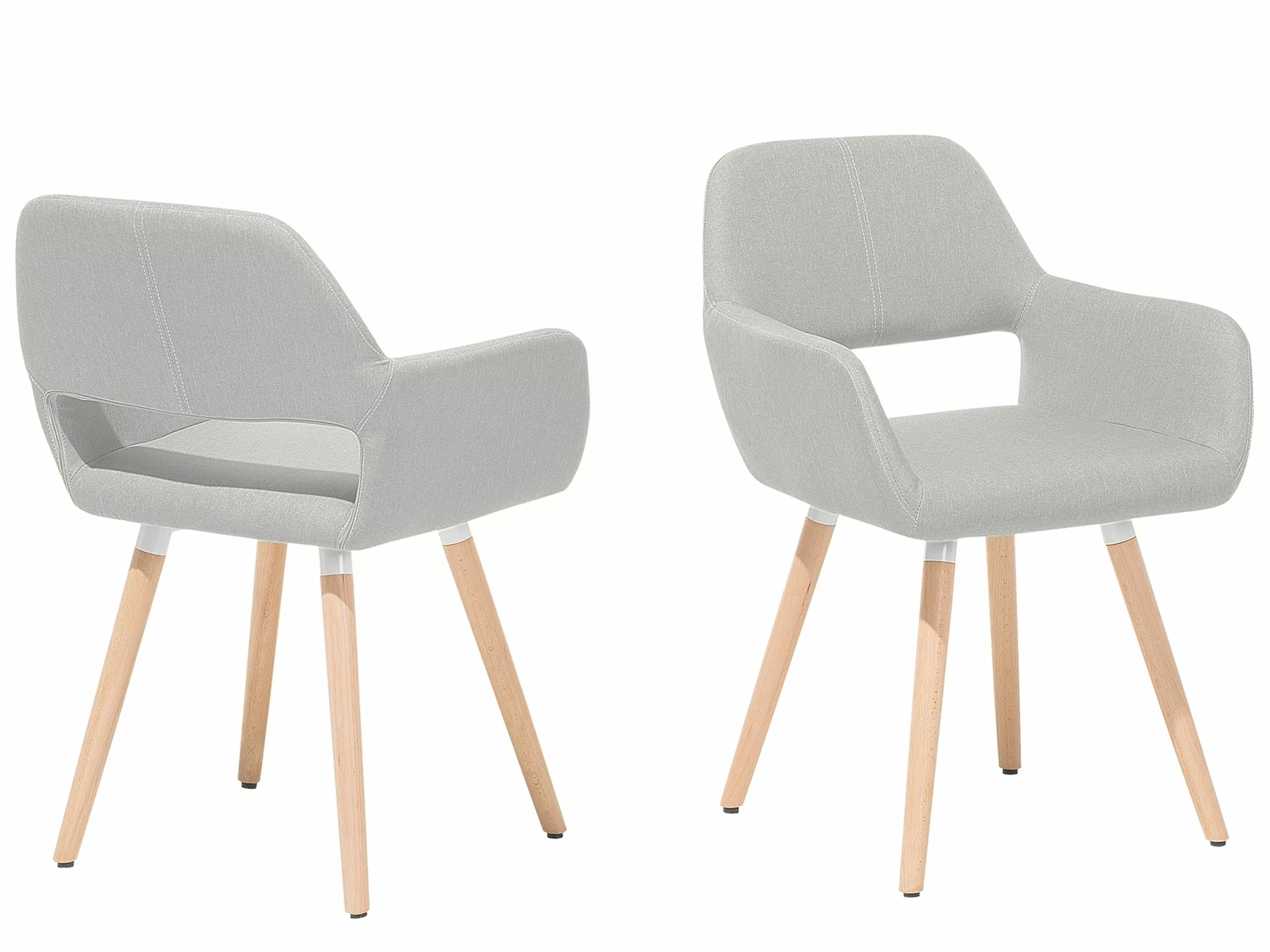 Beliani Eetkamerstoel Set Van 2 Stof Grijs CHICAGO 8 Beliani Eetkamerstoel Set Van 2 Stof Grijs CHICAGO - Afbeelding 6