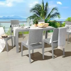 Beliani Tuintafel Wicker Lichtgrijs 140 X 80 Cm FOSSANO -Exporteren Stoelen Winkel undef src sa picid 744679 type color image scaled