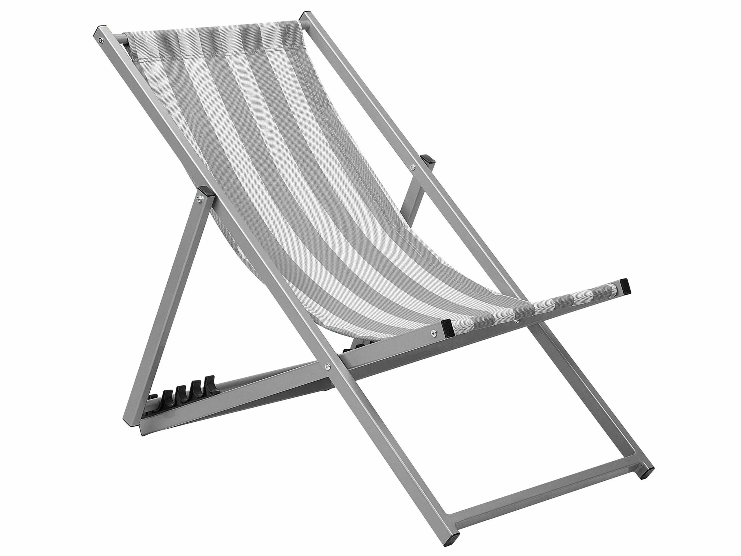 Beliani Ligstoel Wit/grijs Gestreept LOCRI 7 Beliani Ligstoel Wit/grijs Gestreept LOCRI - Afbeelding 5