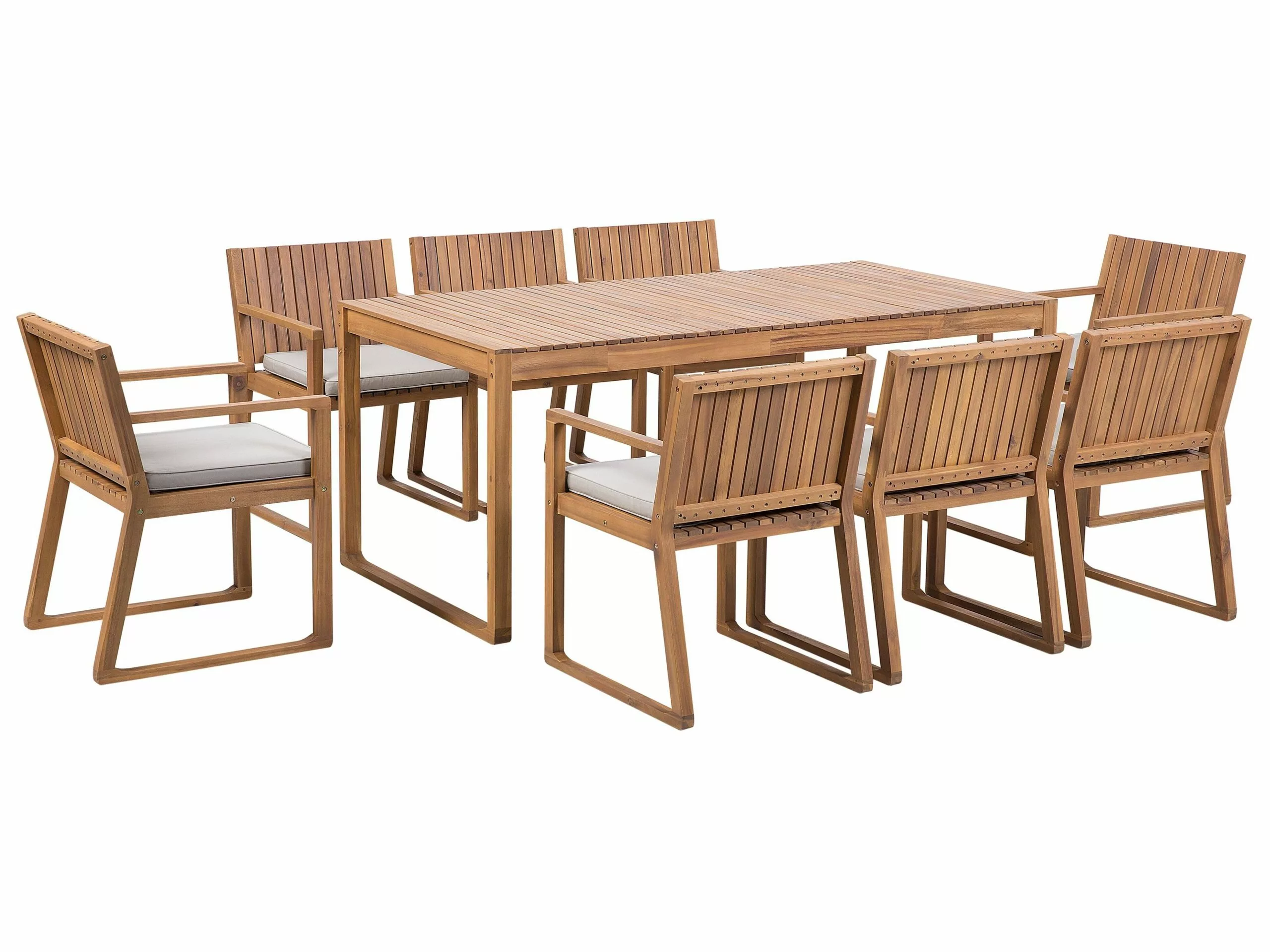 Beliani Tuinset 8-zits Acaciahout Taupe SASSARI