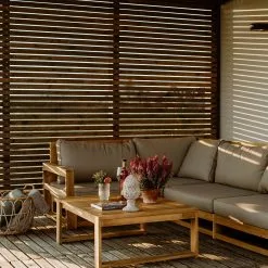 Beliani Loungeset 5-zits Acaciahout Bruin TIMOR -Exporteren Stoelen Winkel undef src sa picid 750376 type whitesh image 2