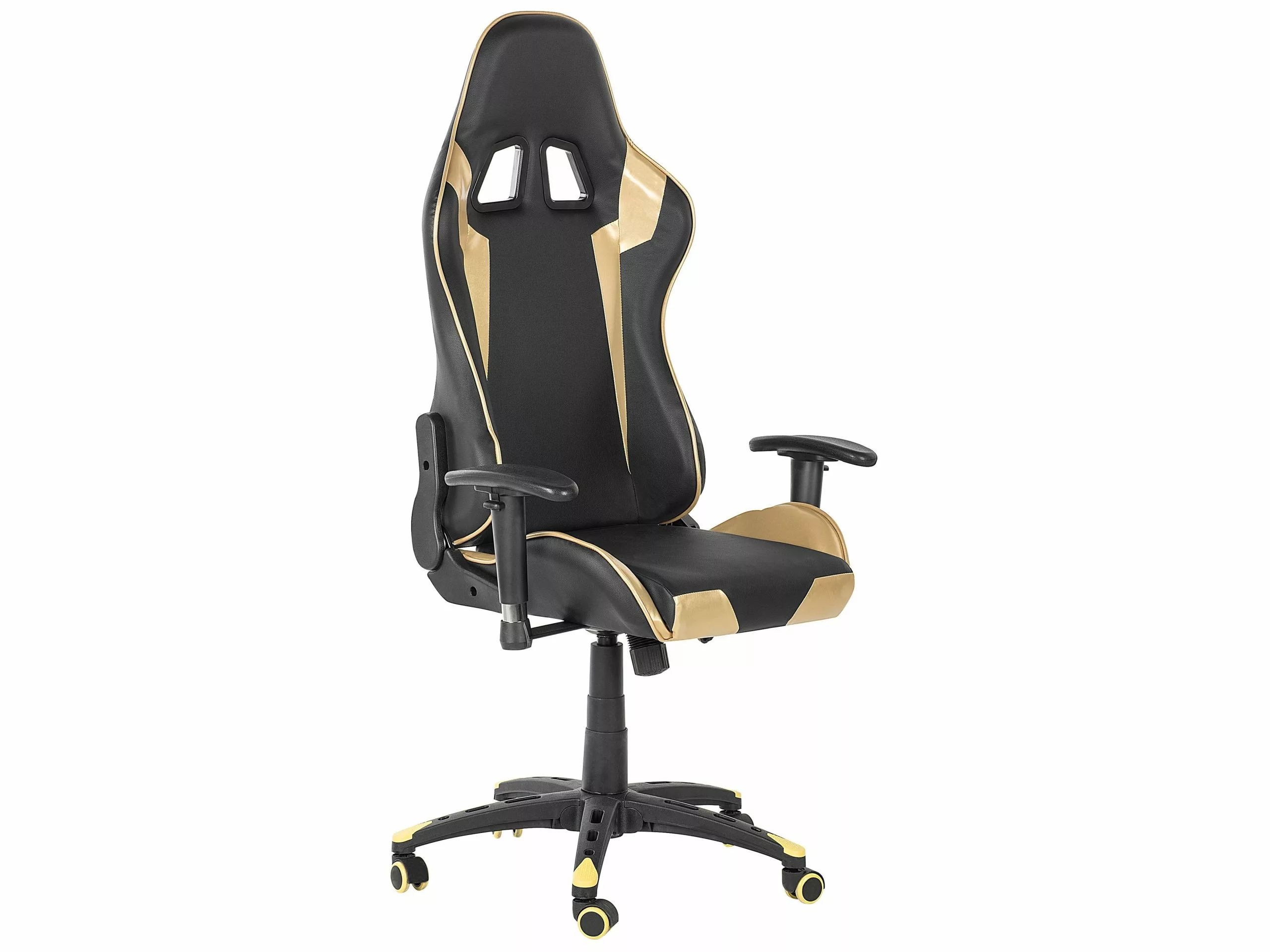 Beliani Bureaustoel Kunstleer Zwart/goud KNIGHT - Afbeelding 5