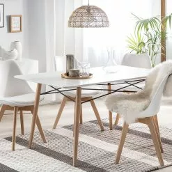 Beliani Eettafel Wit 140 X 80 Cm BIONDI -Exporteren Stoelen Winkel undef src sa picid 753858 type color image scaled