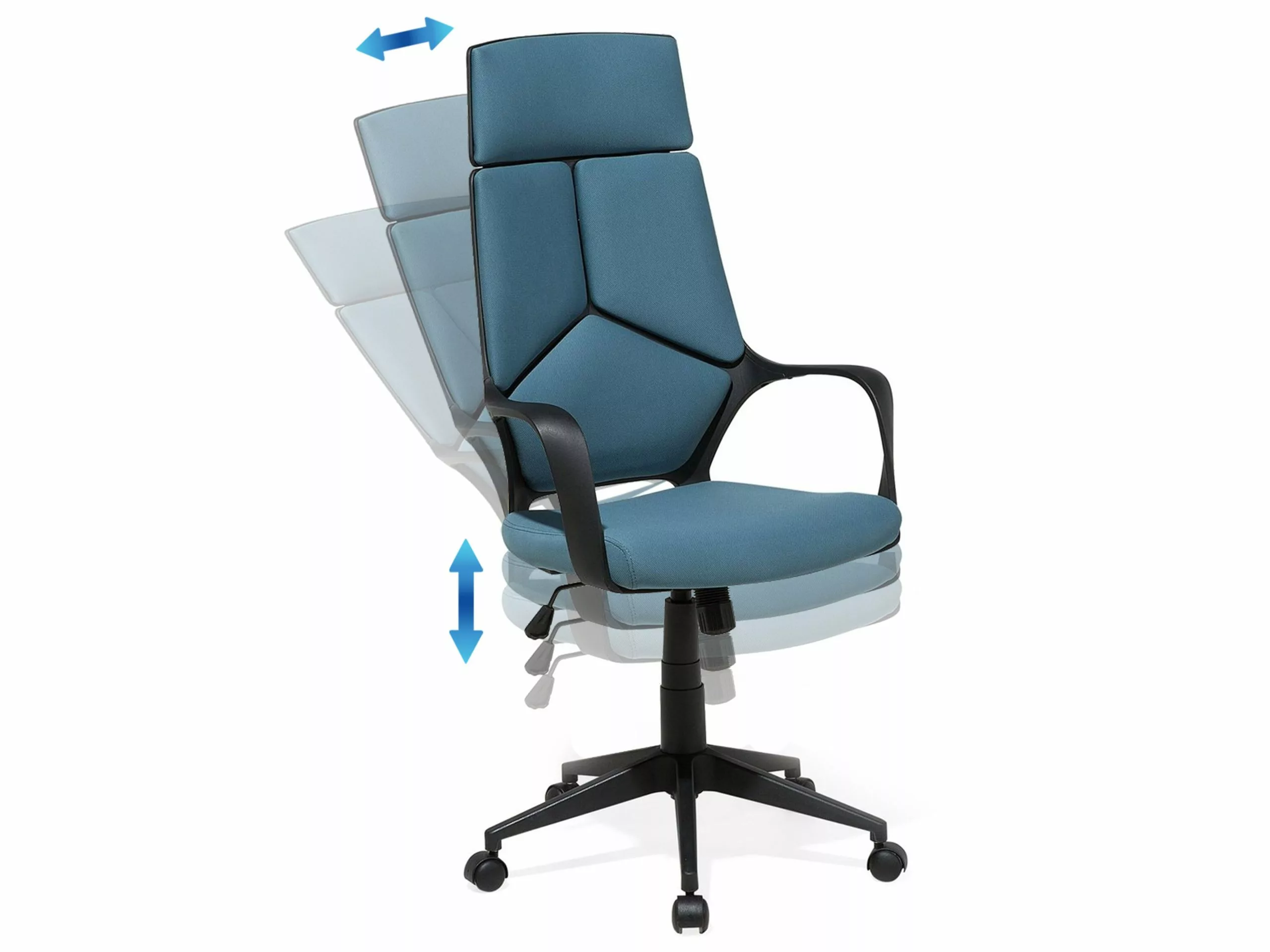 Beliani Bureaustoel Zwart/blauw DELIGHT 8 Beliani Bureaustoel Zwart/blauw DELIGHT - Afbeelding 6