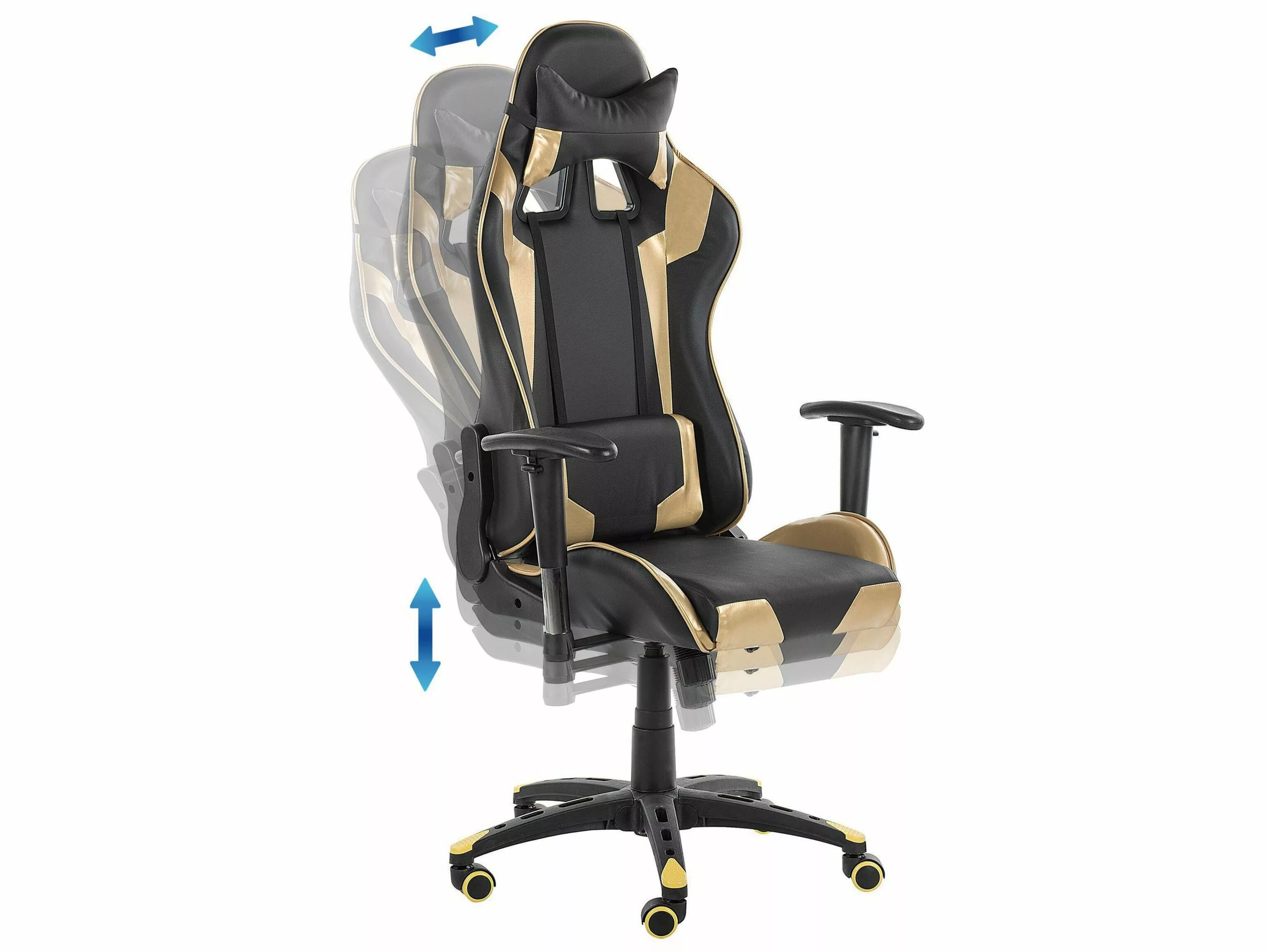 Beliani Bureaustoel Kunstleer Zwart/goud KNIGHT - Afbeelding 7