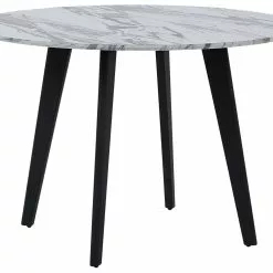 Beliani Eettafel Marmerlook/zwart ⌀ 110 Cm MOSBY