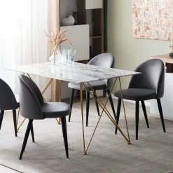 Beliani Eettafel Marmerlook Wit/goud 140 X 80 Cm KENTON -Exporteren Stoelen Winkel undef src sa picid 757705 type color image scaled