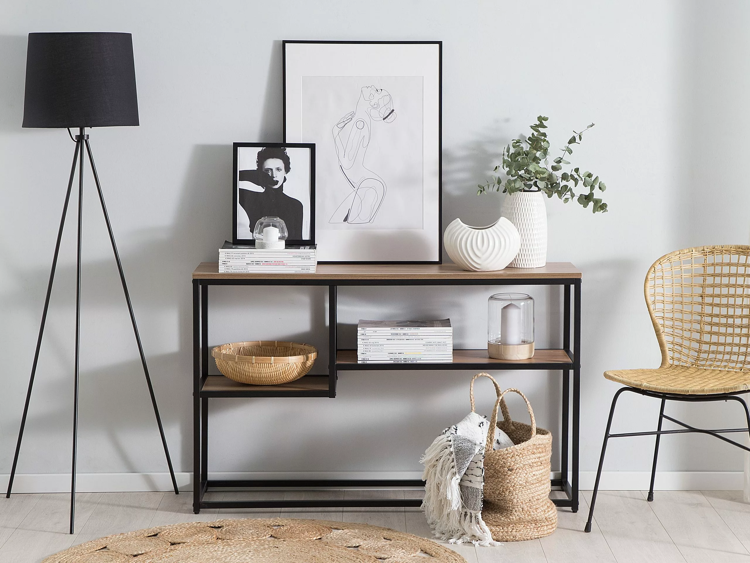 Beliani Sidetable Donkerbruin/zwart BELMONT - Afbeelding 2