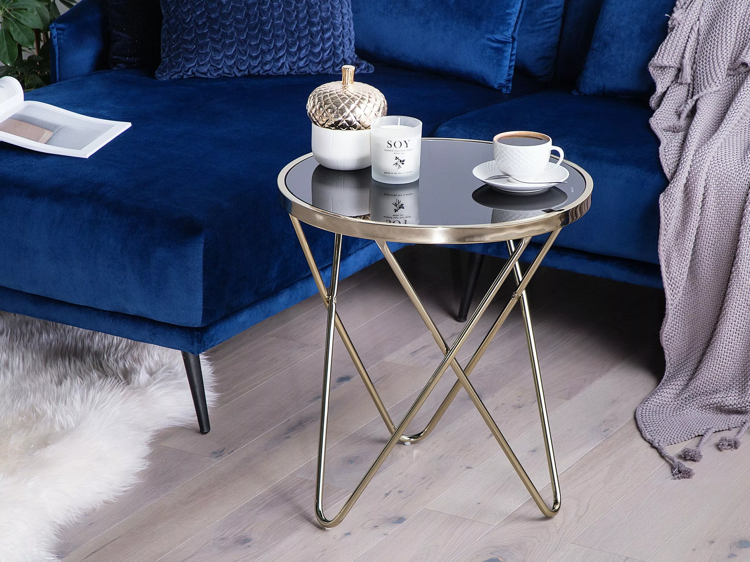 Beliani Bijzettafel Zwart/goud MERIDIAN II - Afbeelding 2