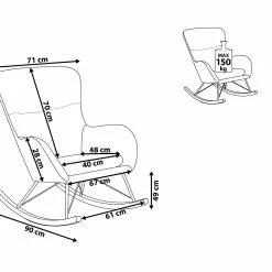 Beliani Schommelstoel Fluweelstof Donkergrijs ELLAN -Exporteren Stoelen Winkel undef src sa picid 759291 type whitesh image scaled