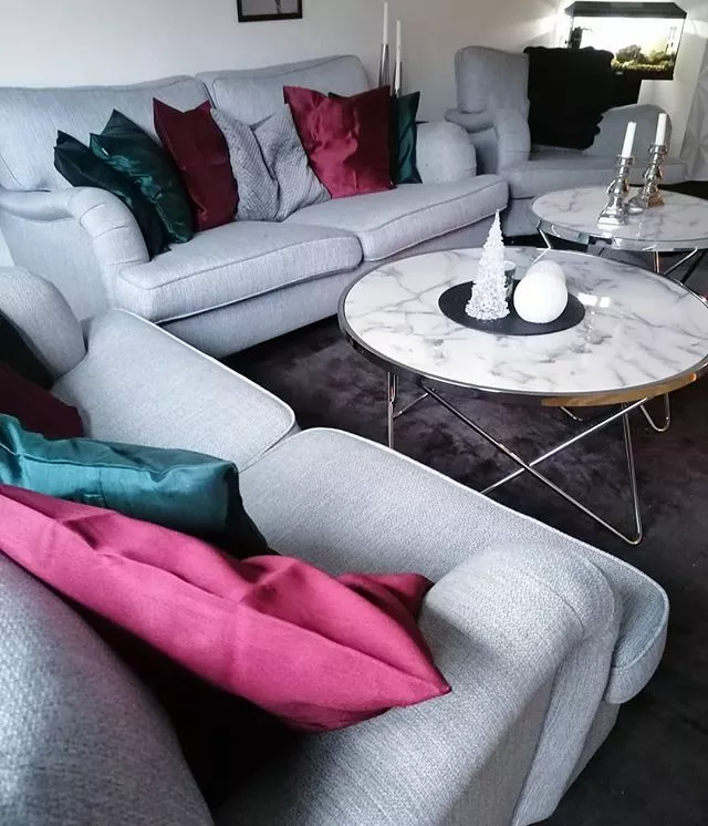 Beliani Bijzettafel Marmerlook Wit/zilver MERIDIAN II - Afbeelding 4