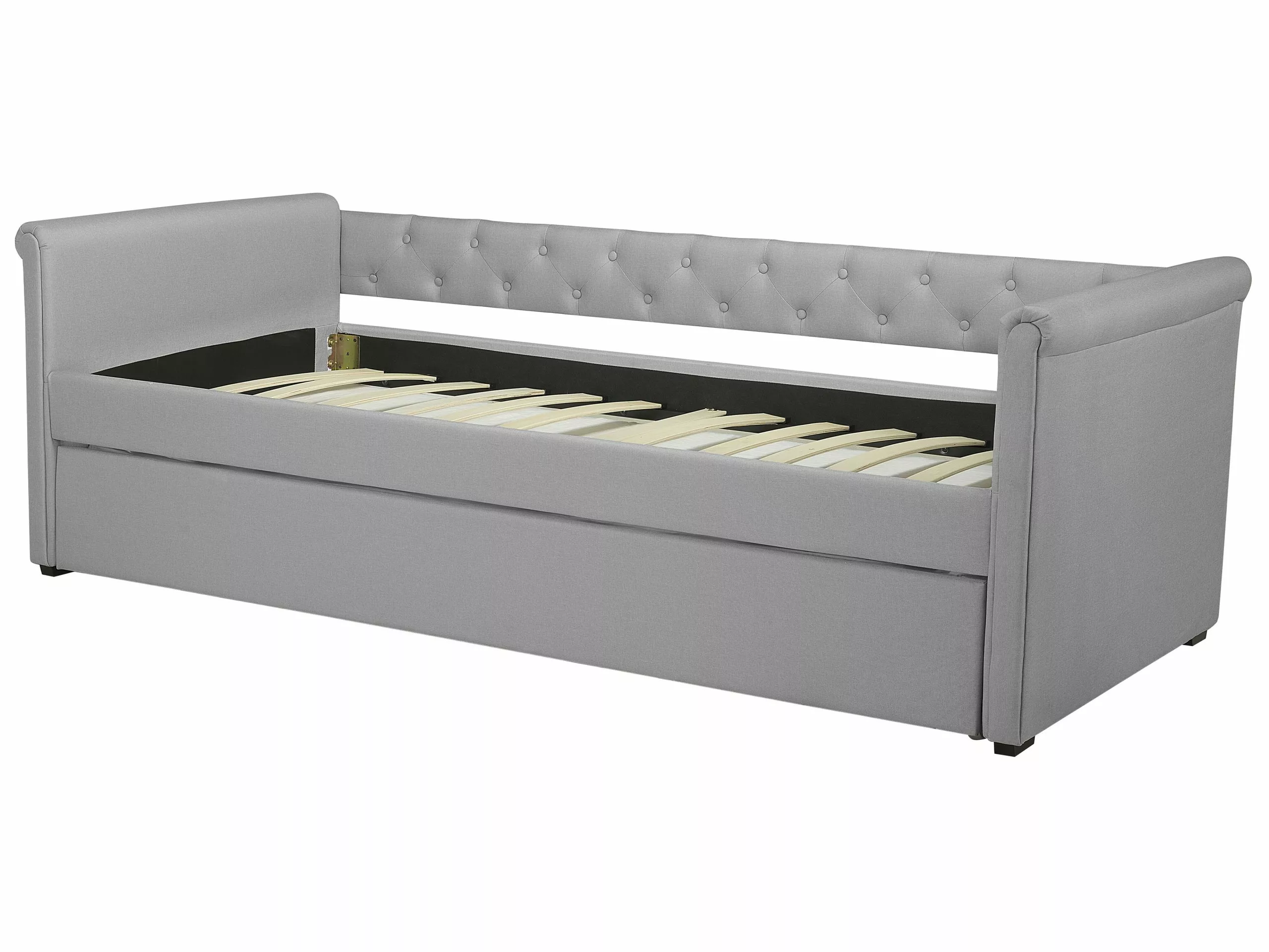 Beliani Bedbank Stof Lichtgrijs 90 X 200 Cm LIBOURNE - Afbeelding 7