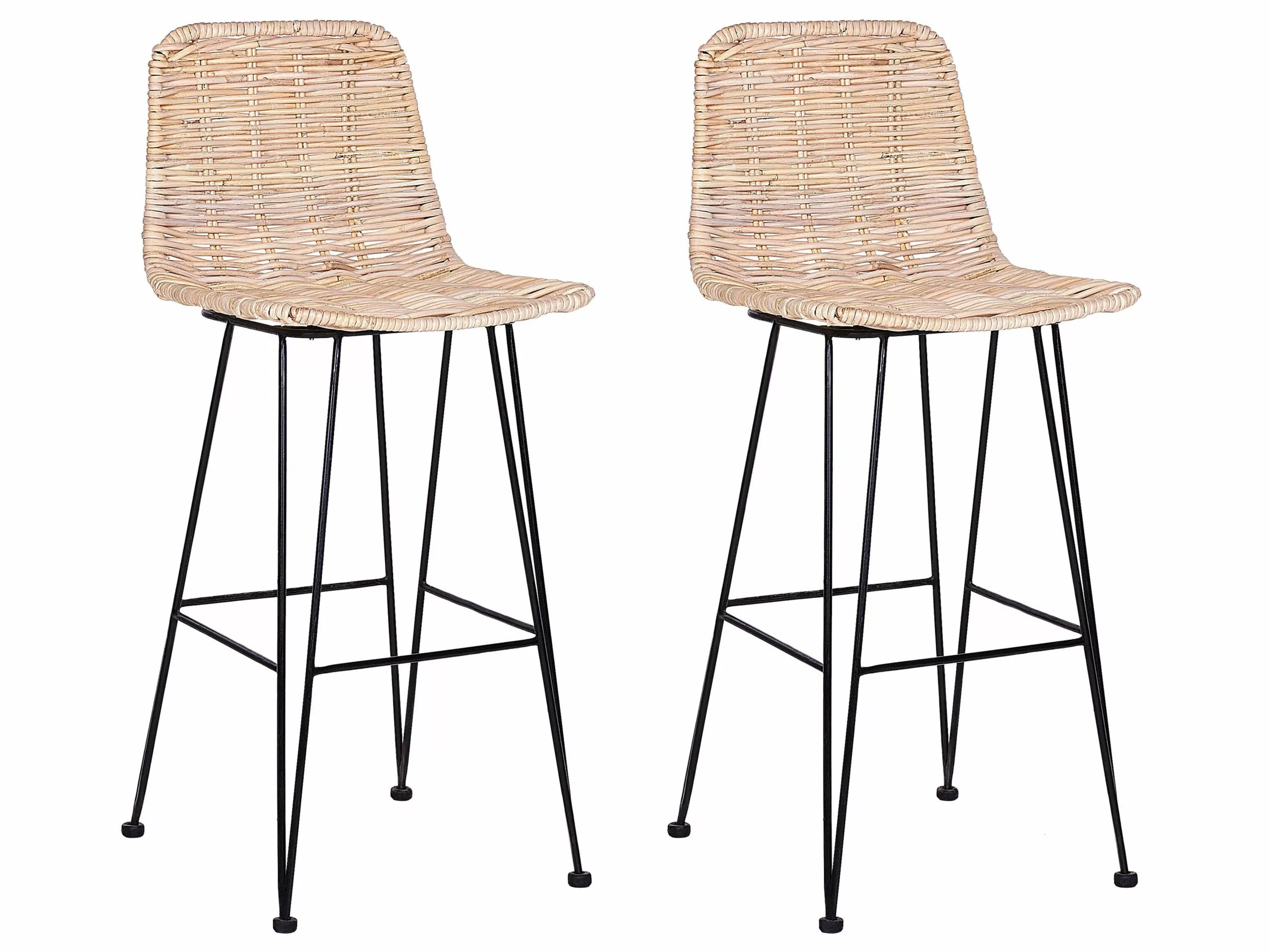 Beliani Barkruk Set Van 2 Rotan Natuurlijk CASSITA