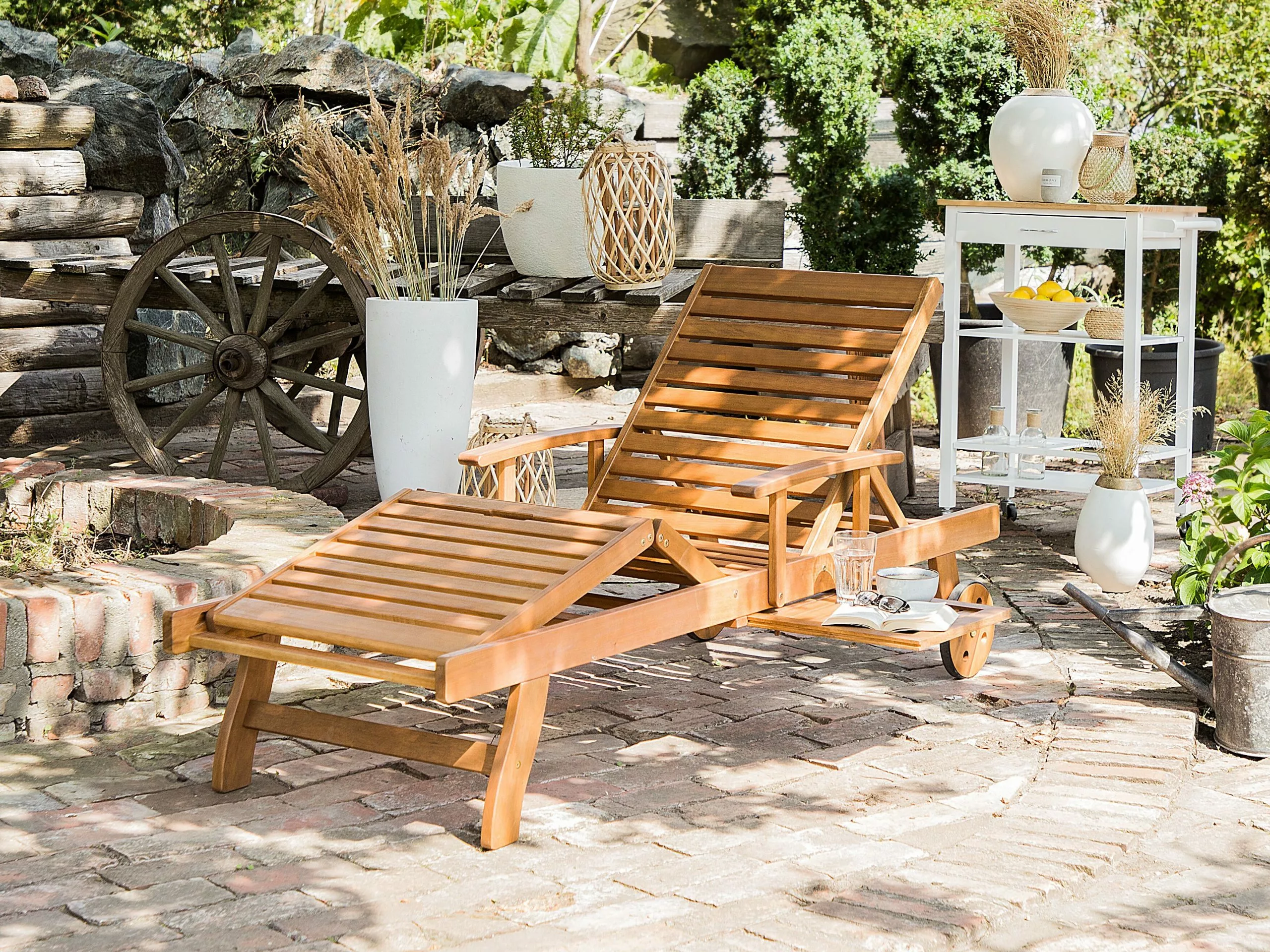 Beliani Ligstoel Hout Terracotta JAVA 6 Beliani Ligstoel Hout Terracotta JAVA - Afbeelding 4