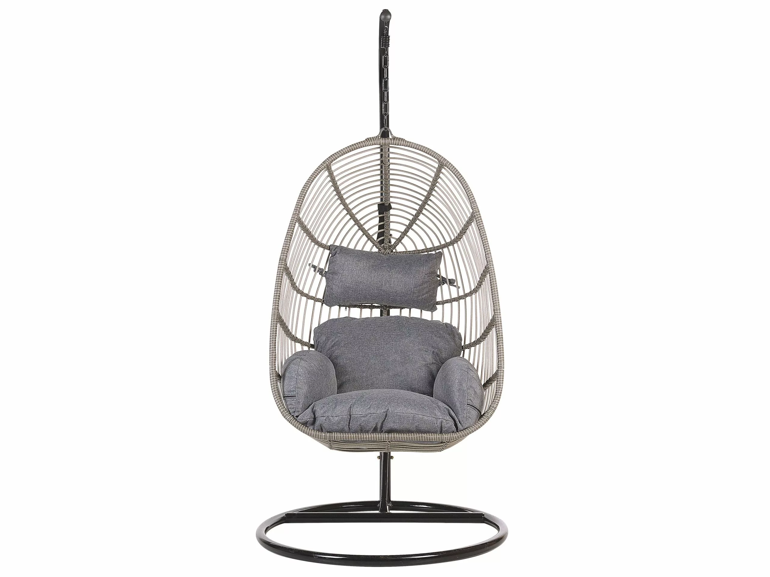 Beliani Hangstoel Met Standaard Rotan Grijs/zwart CASOLI - Afbeelding 6