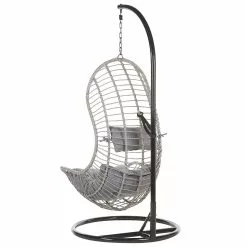Beliani Hangstoel Met Standaard Rotan Grijs/zwart PINETO -Exporteren Stoelen Winkel undef src sa picid 763848 type whitesh image scaled