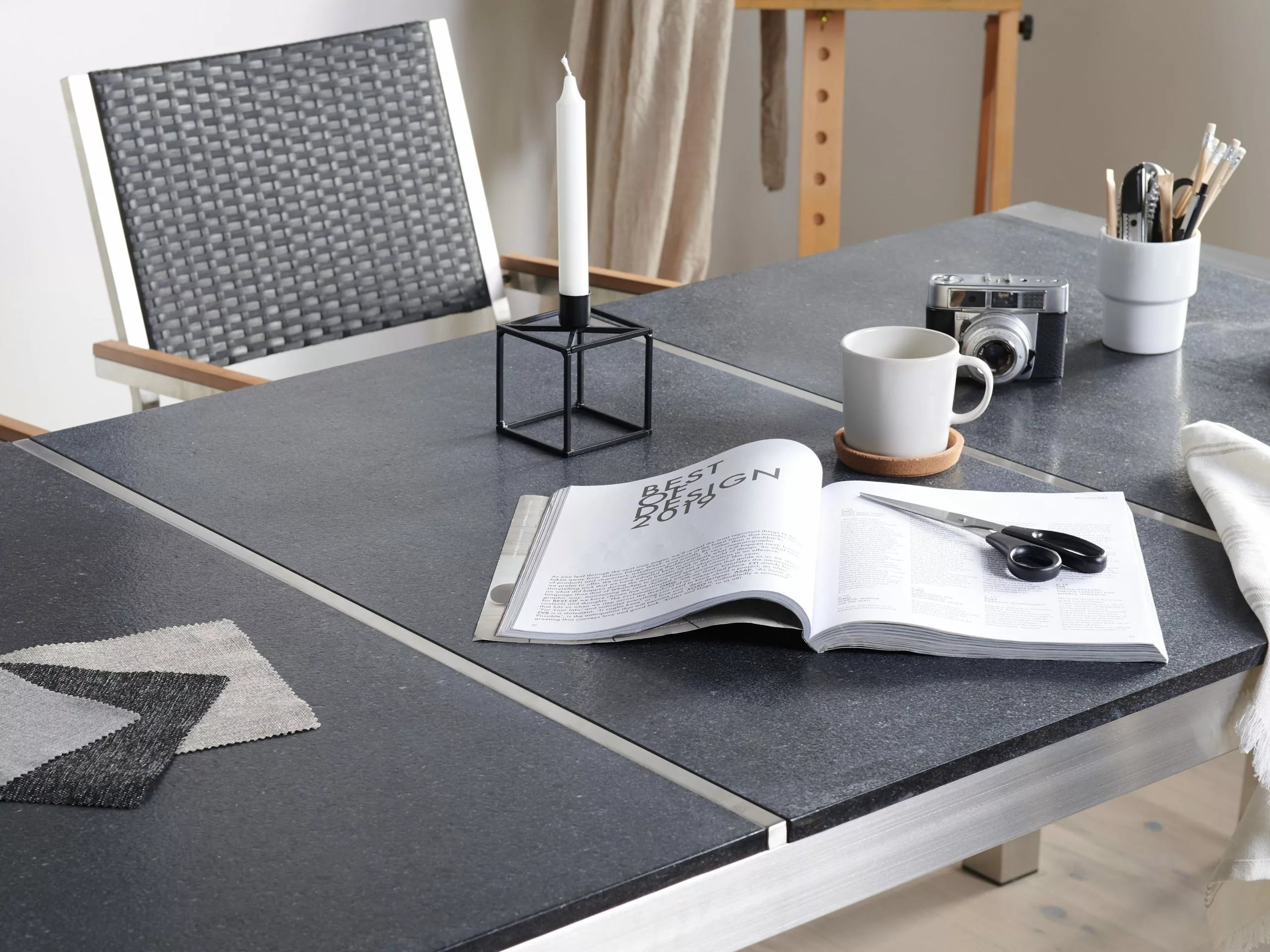 Beliani Tuintafel Graniet/RVS Zwart In Diverse Formaten GROSSETO - Afbeelding 3