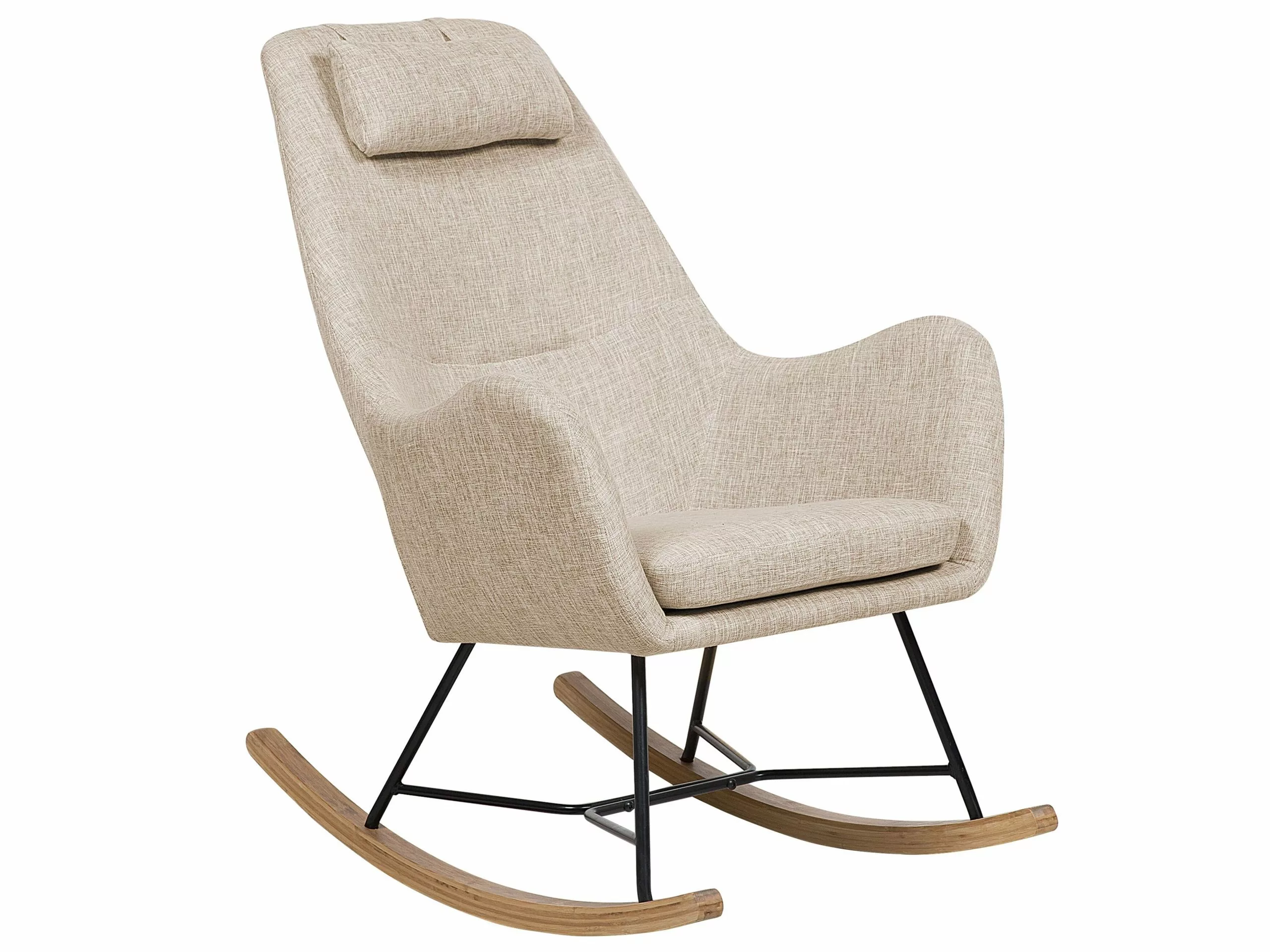 Beliani Schommelstoel Stof Lichtbeige ARRIE 3 Beliani Schommelstoel Stof Lichtbeige ARRIE