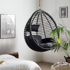 Beliani Hangstoel Met Standaard Rotan Zwart TOLLO -Exporteren Stoelen Winkel undef src sa picid 765405 type color image scaled