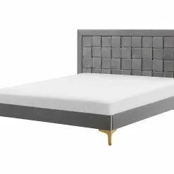 Beliani Bed Fluweel Grijs In Diverse Formaten LIMOUX