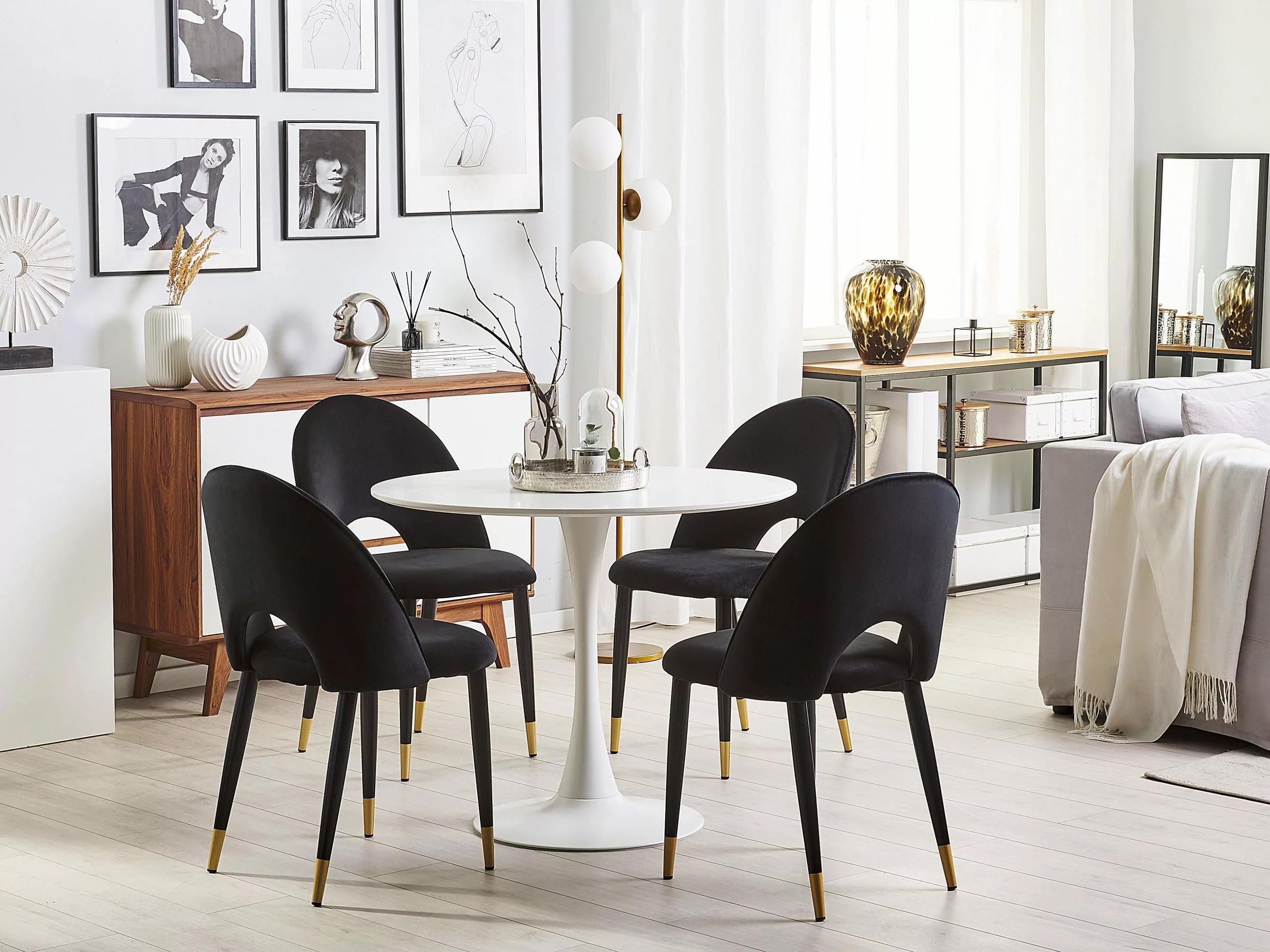 Beliani Eetkamerstoel Set Van 2 Fluweel Zwart MAGALIA 4 Beliani Eetkamerstoel Set Van 2 Fluweel Zwart MAGALIA - Afbeelding 2