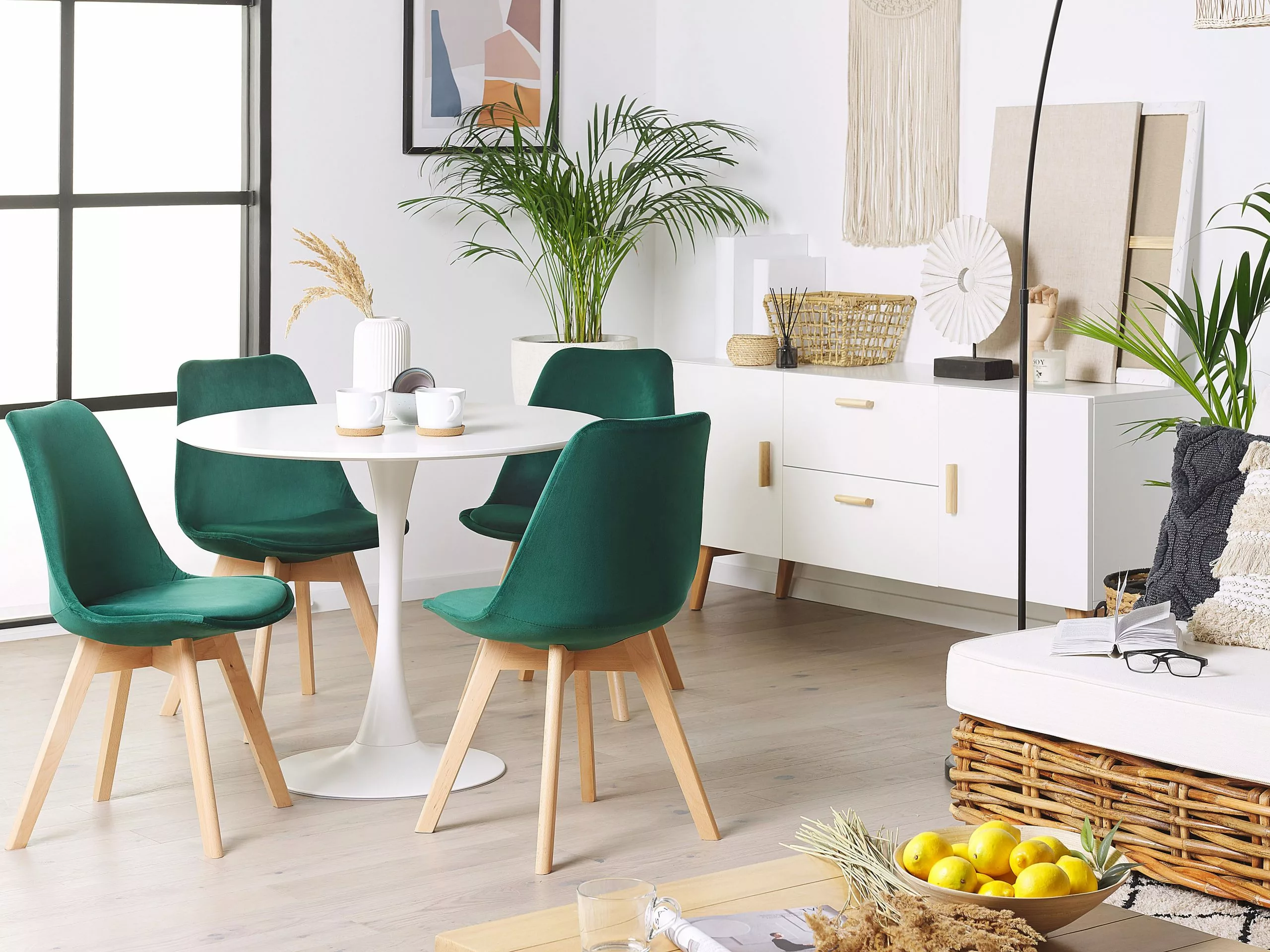 Beliani Eetkamerstoel Set Van 2 Fluweel Groen DAKOTA II - Afbeelding 2