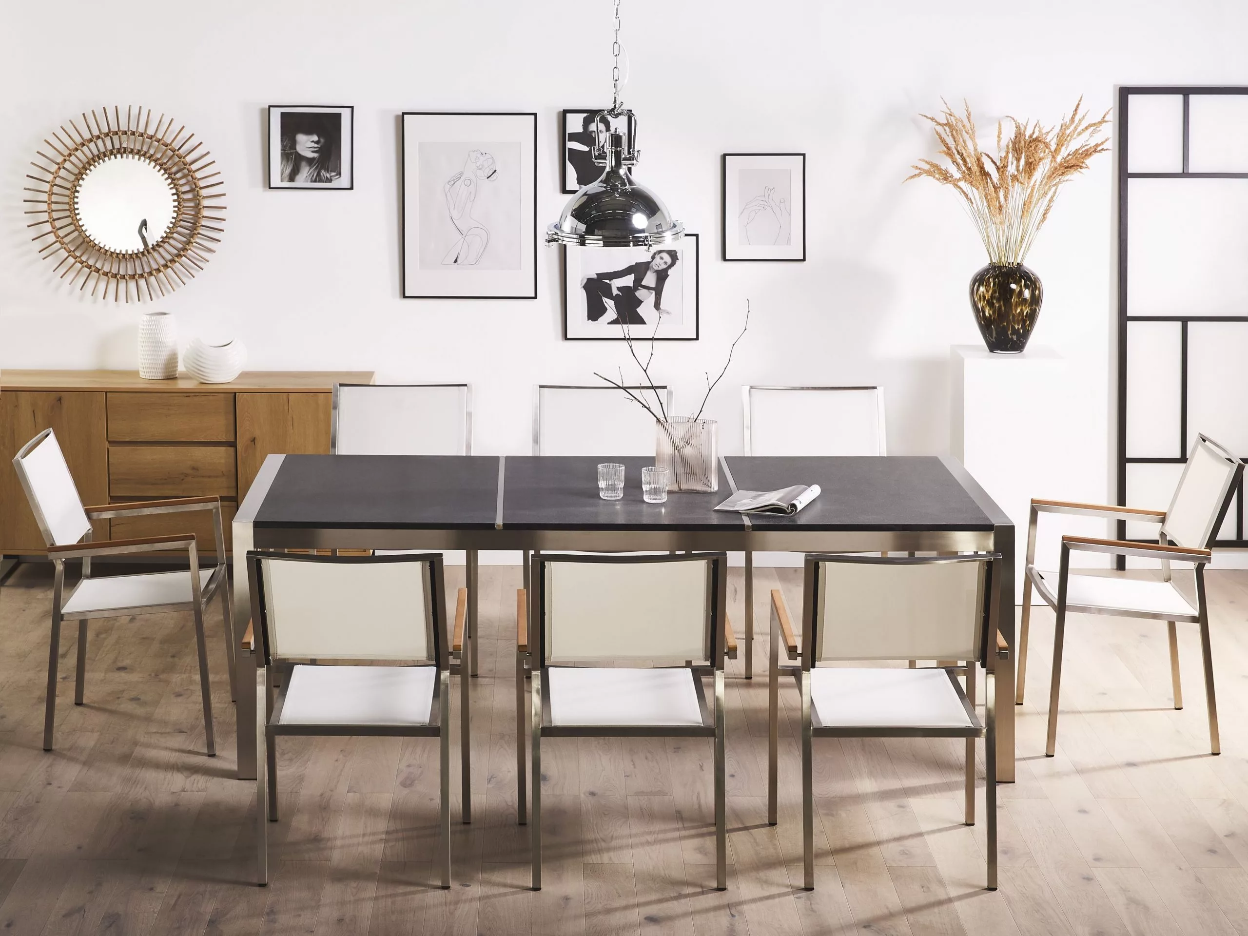 Beliani Tuinset 8-zits Graniet Zwart/wit GROSSETO - Afbeelding 5