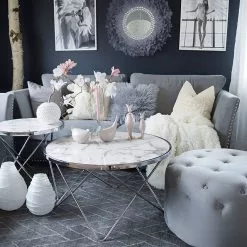 Beliani Bijzettafel Marmerlook Wit/zilver MERIDIAN II -Exporteren Stoelen Winkel undef src sa picid 769316 type whitesh image