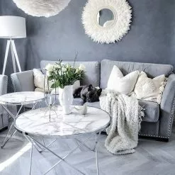 Beliani Bijzettafel Marmerlook Wit/zilver MERIDIAN II -Exporteren Stoelen Winkel undef src sa picid 769319 type whitesh image