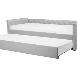 Beliani Bedbank Stof Lichtgrijs 80 X 200 LIBOURNE