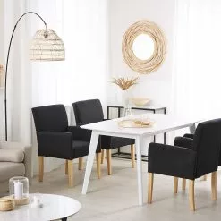 Beliani Eetkamerstoel Stof Zwart ROCKEFELLER -Exporteren Stoelen Winkel undef src sa picid 770797 type whitesh image scaled