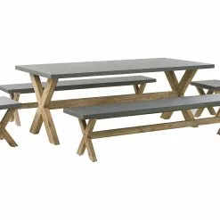 Beliani Tuinset Met 8 Stoelen Beton Grijs OLBIA