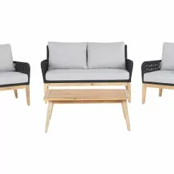 Beliani Loungeset 4-zits Acaciahout Grijs MERANO II