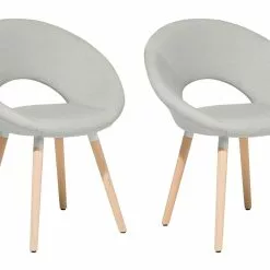 Beliani Eetkamerstoel Set Van 2 Stof Lichtgrijs ROSLYN