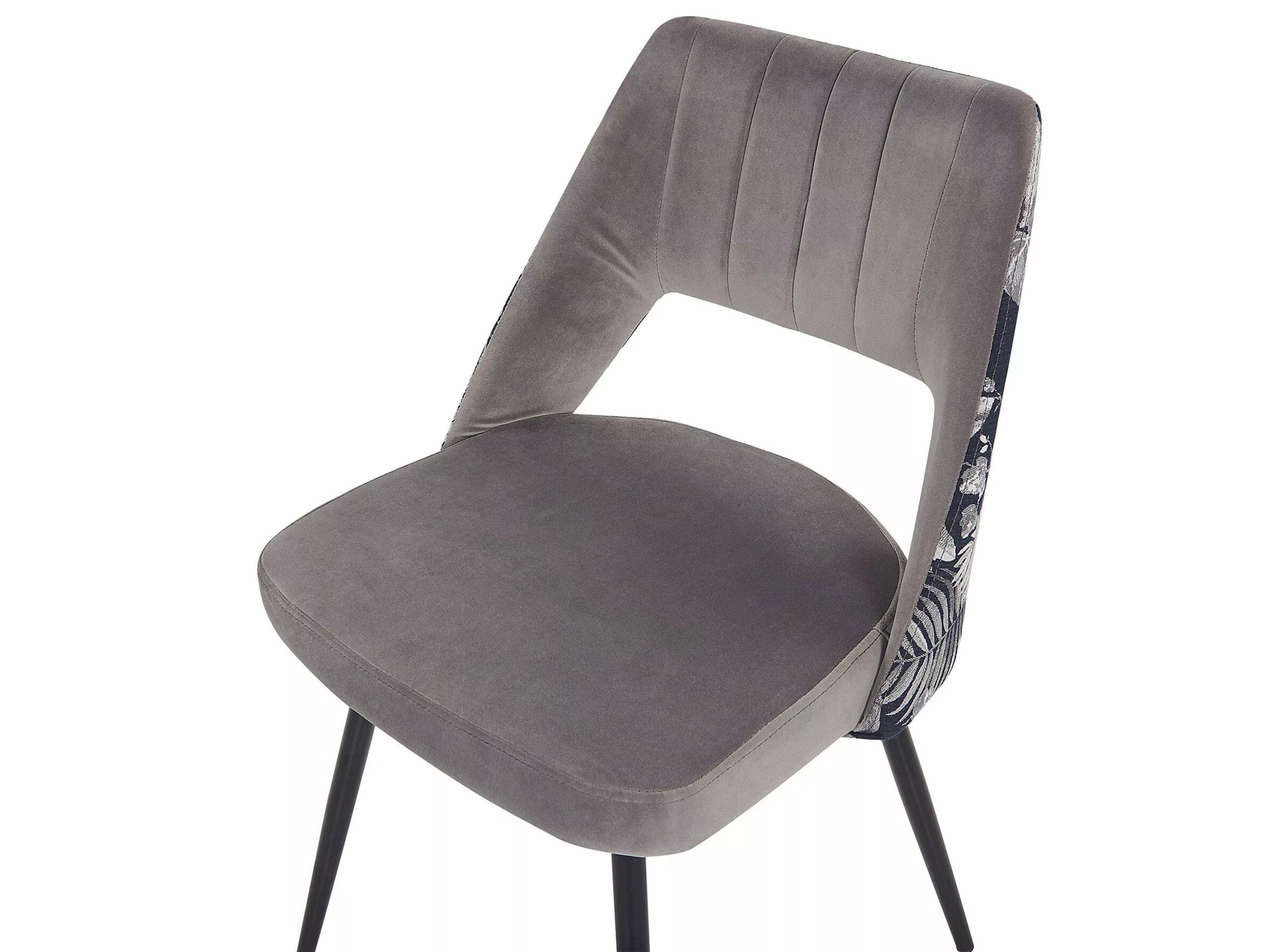 Beliani Eetkamerstoel Set Van 2 Fluweel Grijs ANSLEY - Afbeelding 7
