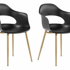 Beliani Eetkamerstoel Set Van 2 Kunststof Zwart UTICA