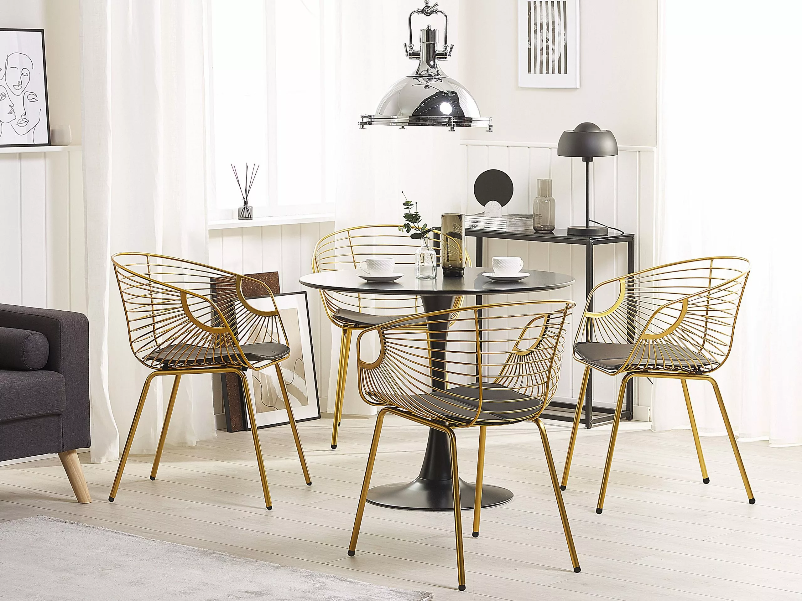 Beliani Stoel Set Van 2 Metaal Goud HOBACK 4 Beliani Stoel Set Van 2 Metaal Goud HOBACK - Afbeelding 2