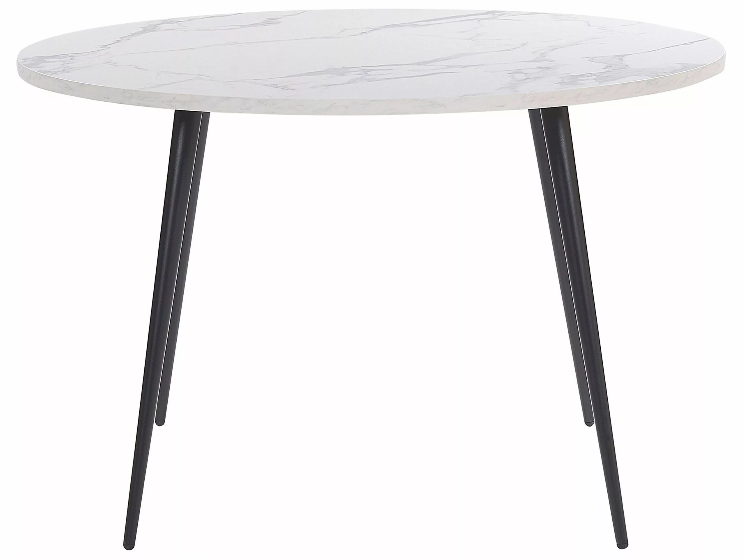 Beliani Eettafel Marmerlook/zwart ⌀ 120 Cm ODEON