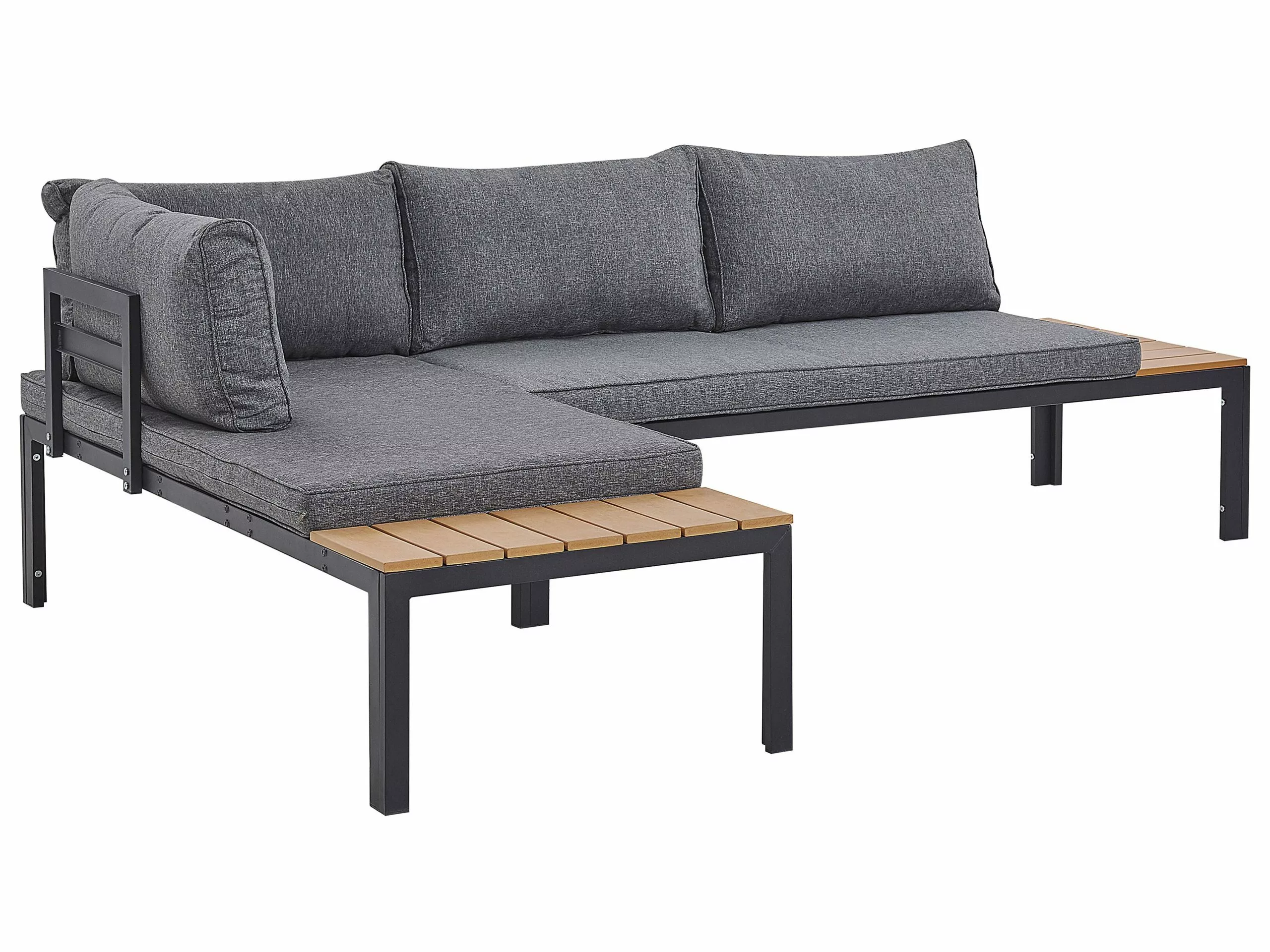 Beliani Loungeset 4-zits Aluminium Zwart/grijs PIENZA - Afbeelding 10