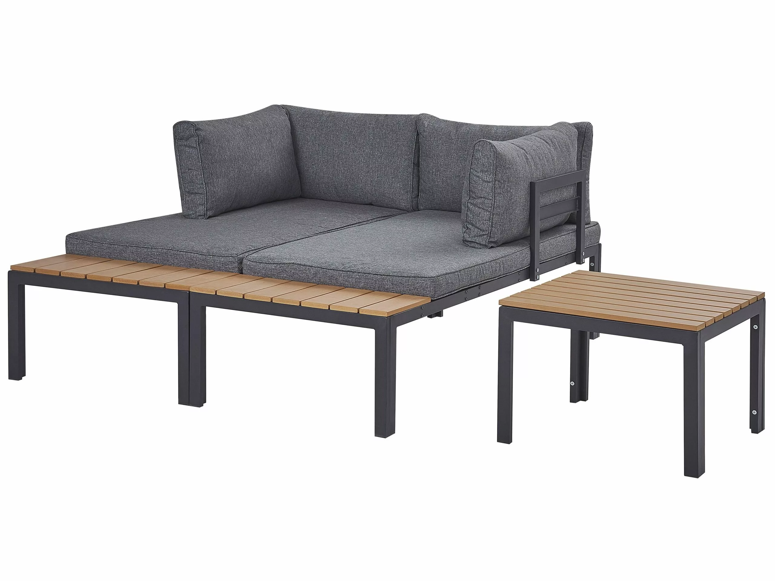 Beliani Loungeset 4-zits Aluminium Zwart/grijs PIENZA - Afbeelding 9