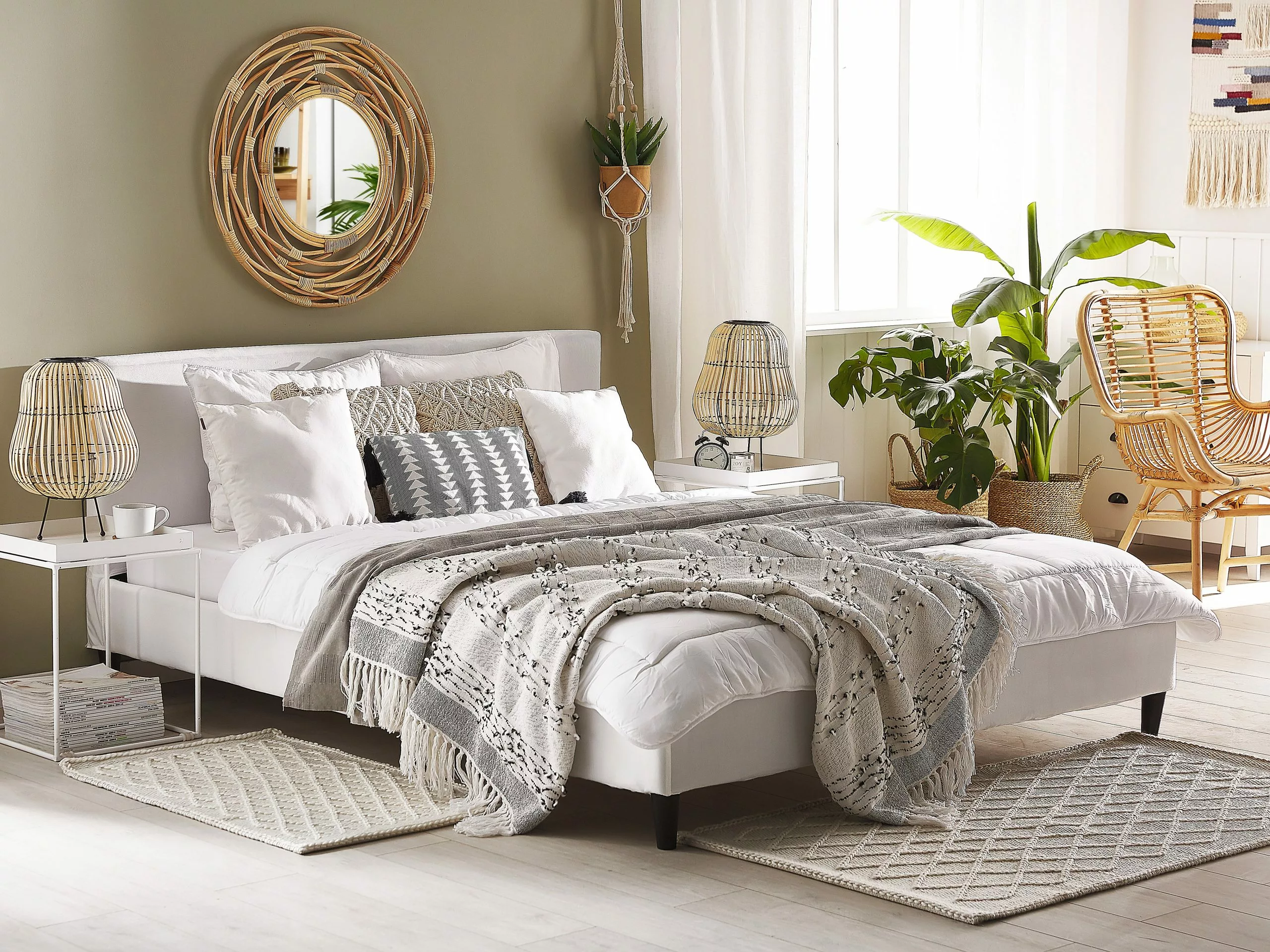 Beliani Bed Fluweel Wit In Diverse Formaten FITOU - Afbeelding 2