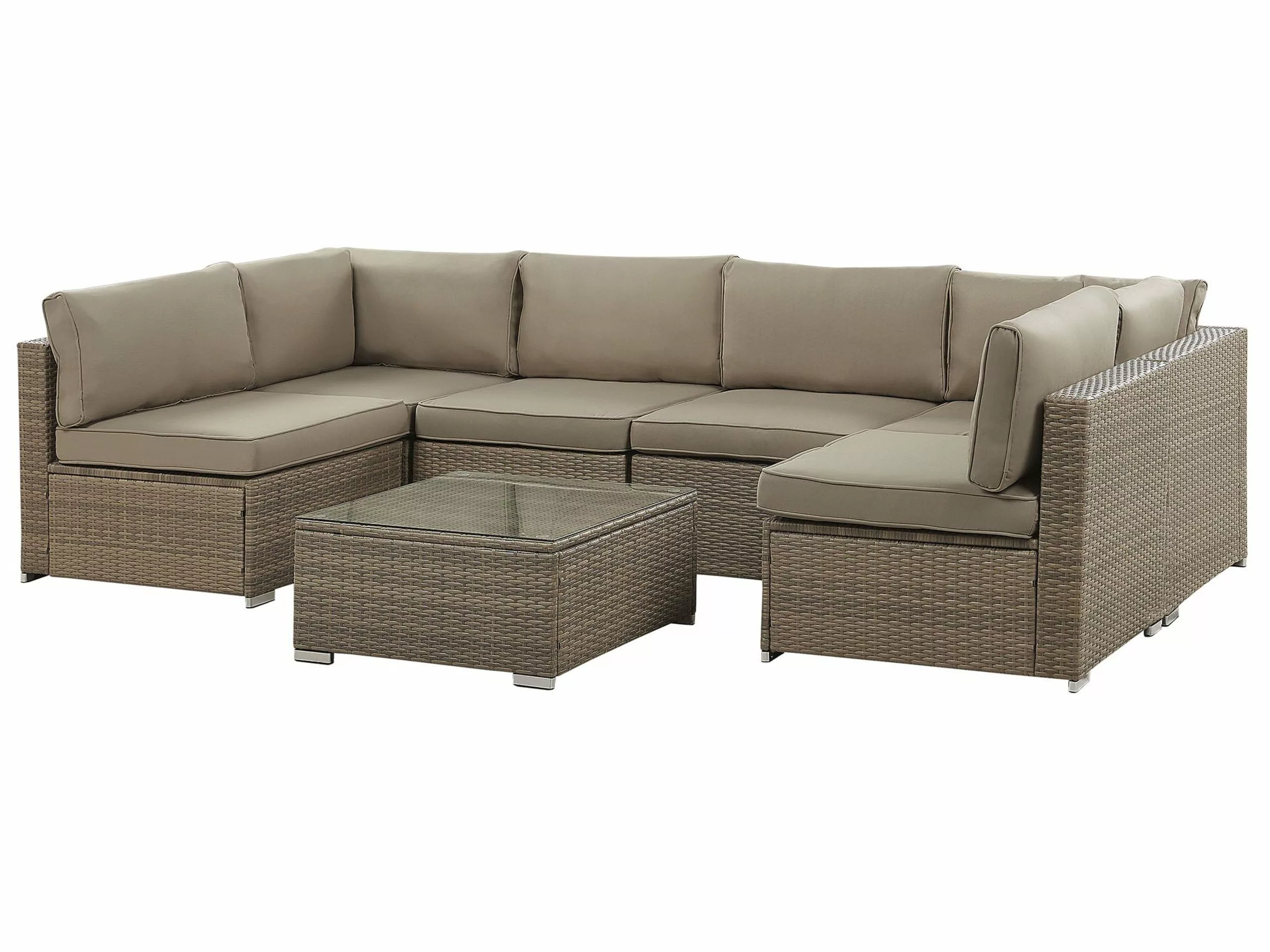 Beliani Loungeset 6-zits Rotan Bruin BELVEDERE 6 Beliani Loungeset 6-zits Rotan Bruin BELVEDERE - Afbeelding 4