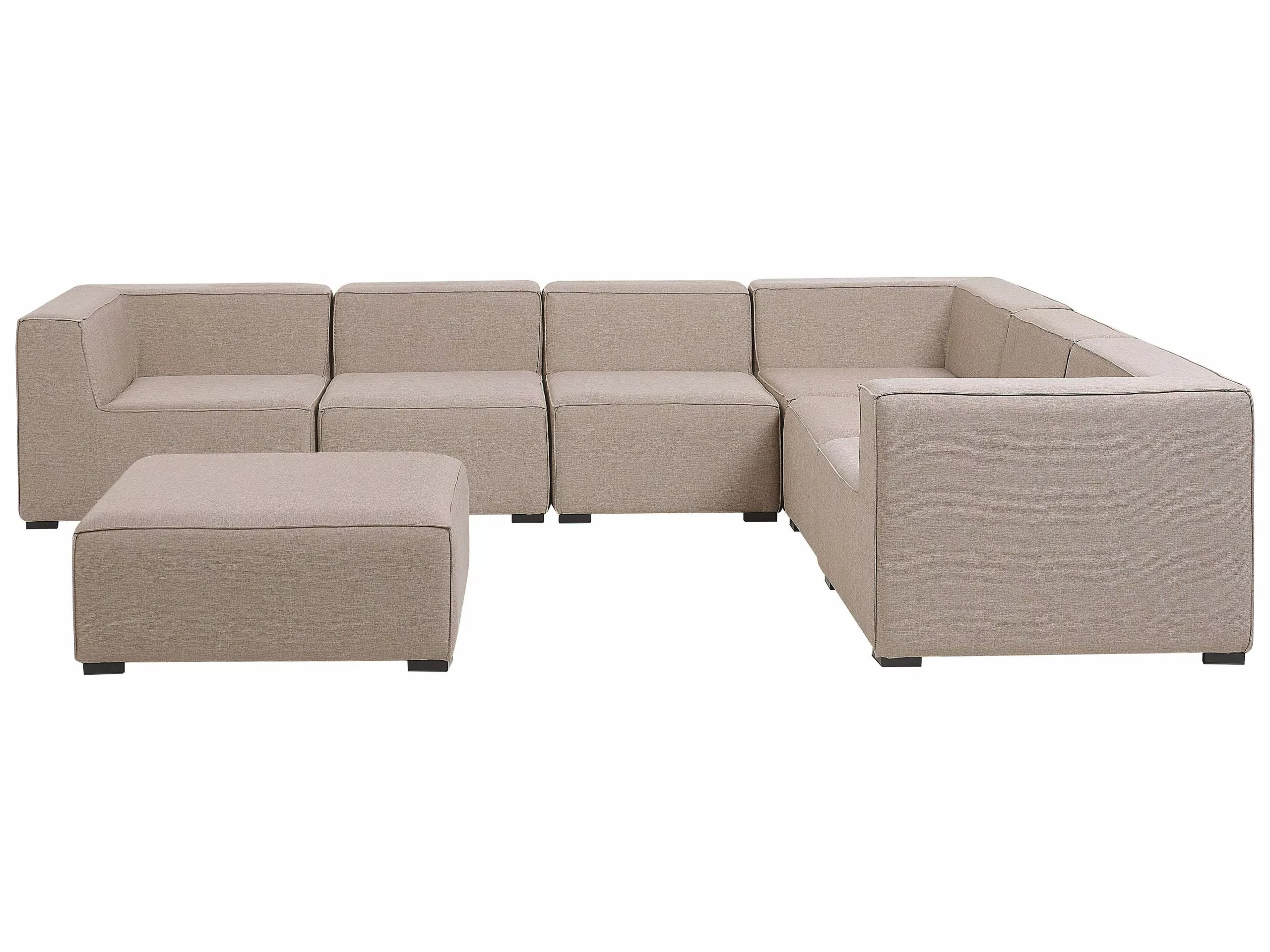 Beliani Loungeset 7-zits Rotan Beige Rechtszijdig AREZZO